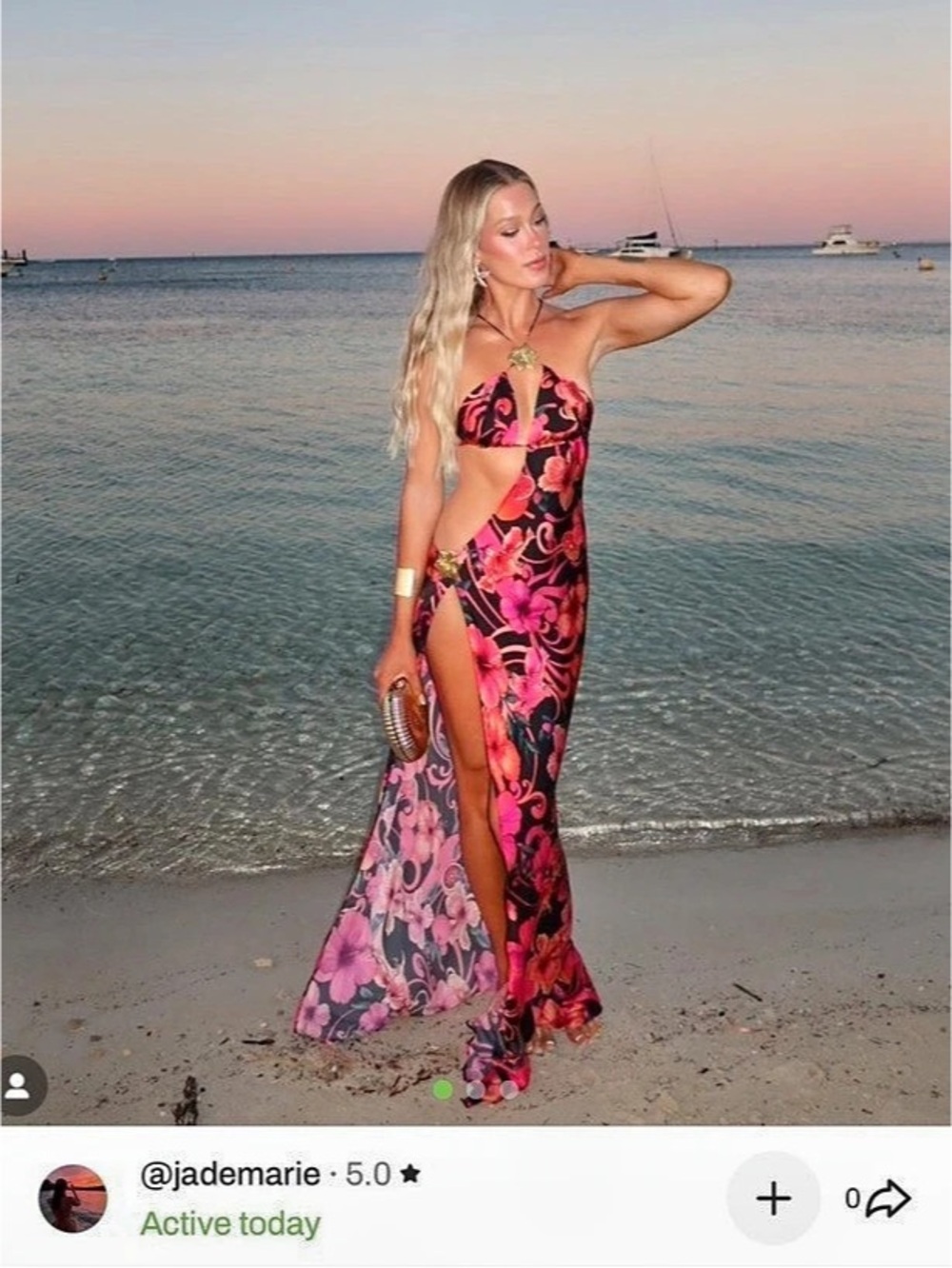 Cin Cin Villa Cut Out Maxi Dress Pink & Black Floral